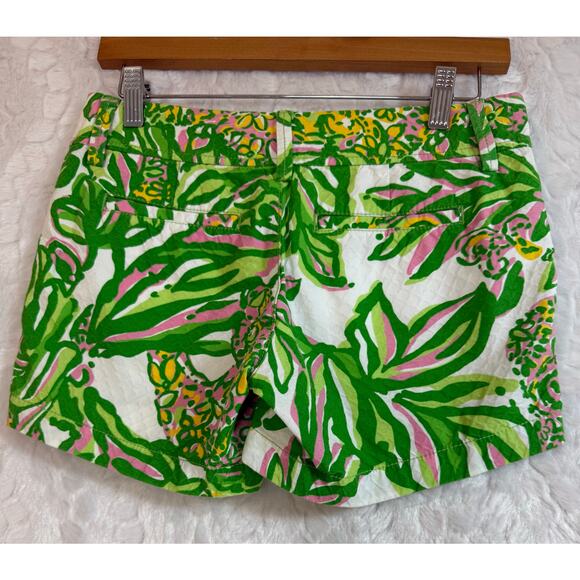 Lilly Pulitzer Callahan Shorts 100% Cotton Green Print 5” Inseam Women Size 00 - Picture 3 of 10